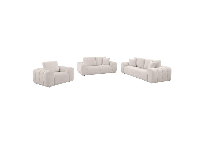 504955-S3 Burnett 3-piece Chenille Upholstered Sofa Set Ivory