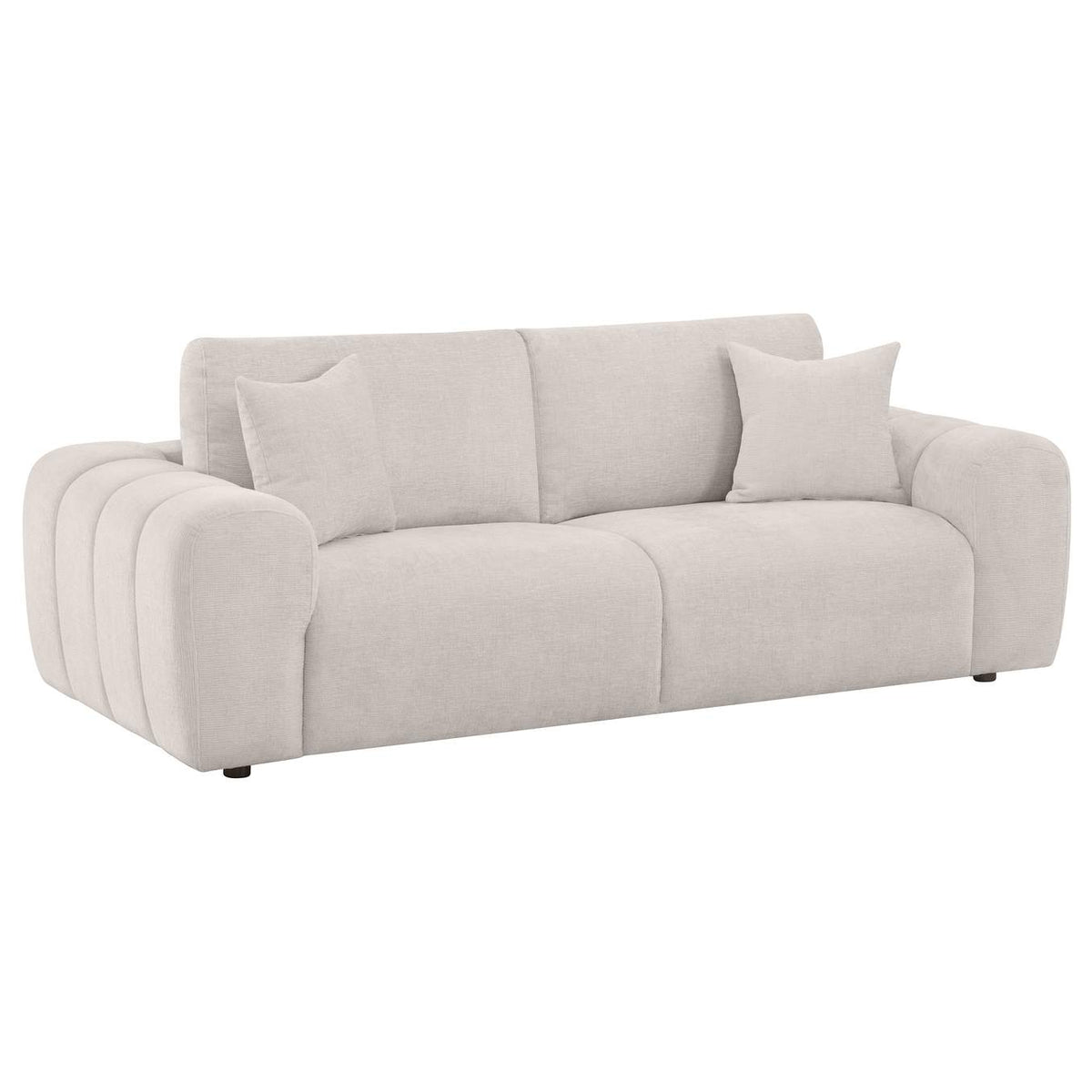 504955-S3 Burnett 3-piece Chenille Upholstered Sofa Set Ivory
