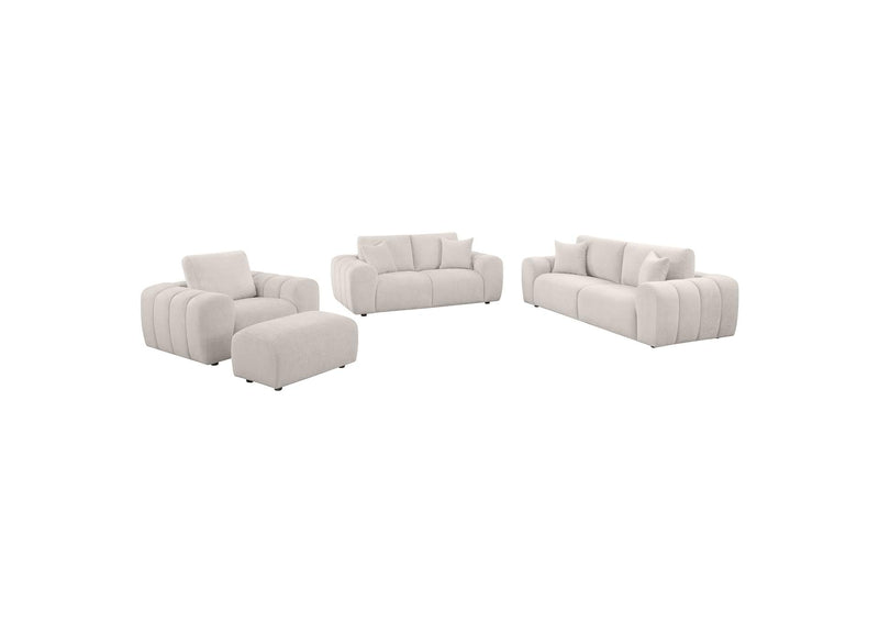 504955-S4 Burnett 4-piece Chenille Upholstered Sofa Set Ivory