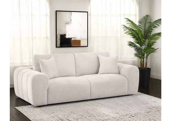 504955 Burnett Chenille Upholstered Wide Arm Sofa Ivory
