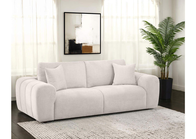 504955 Burnett Chenille Upholstered Wide Arm Sofa Ivory