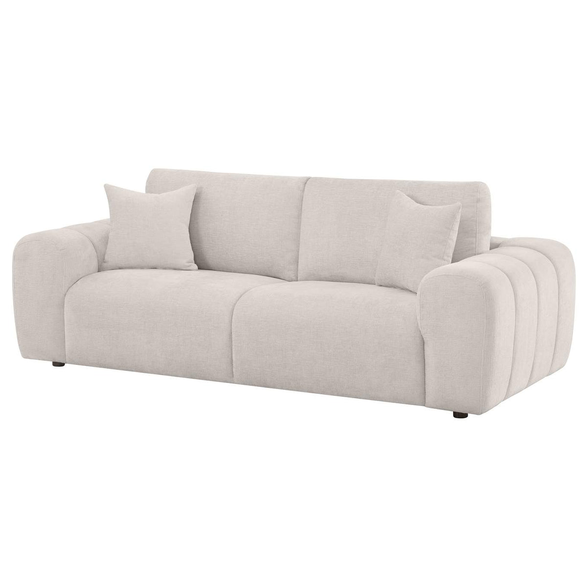 504955 Burnett Chenille Upholstered Wide Arm Sofa Ivory
