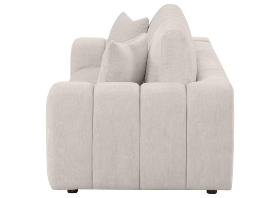 504955 Burnett Chenille Upholstered Wide Arm Sofa Ivory