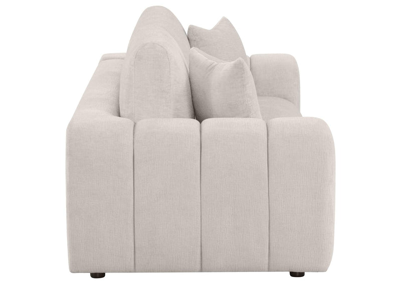 504955 Burnett Chenille Upholstered Wide Arm Sofa Ivory