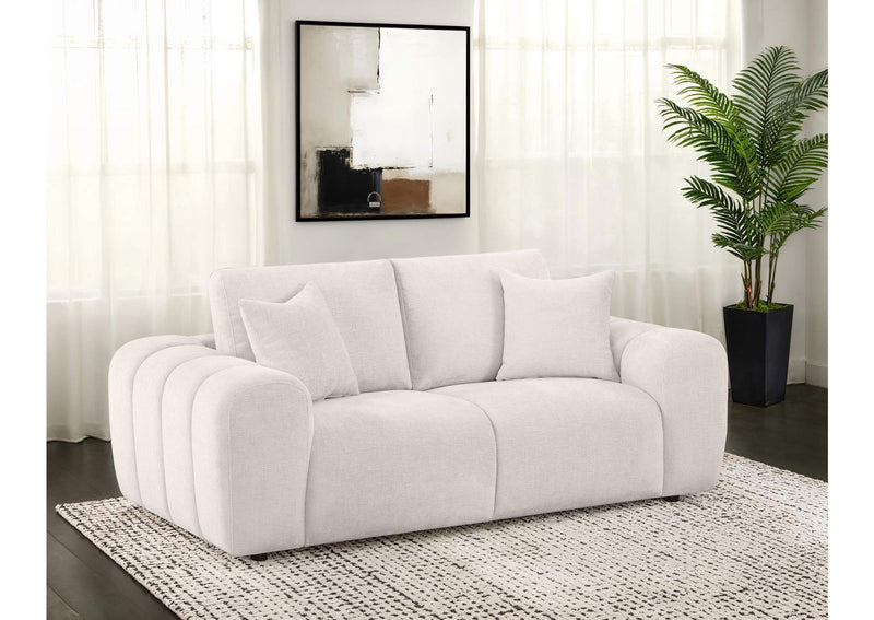 504956 Burnett Chenille Upholstered Wide Arm Loveseat Ivory