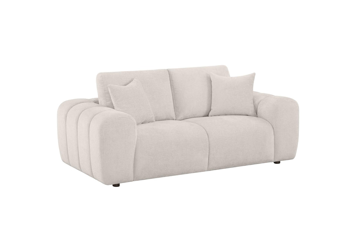 504956 Burnett Chenille Upholstered Wide Arm Loveseat Ivory