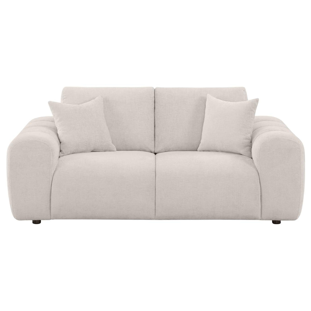 504956 Burnett Chenille Upholstered Wide Arm Loveseat Ivory