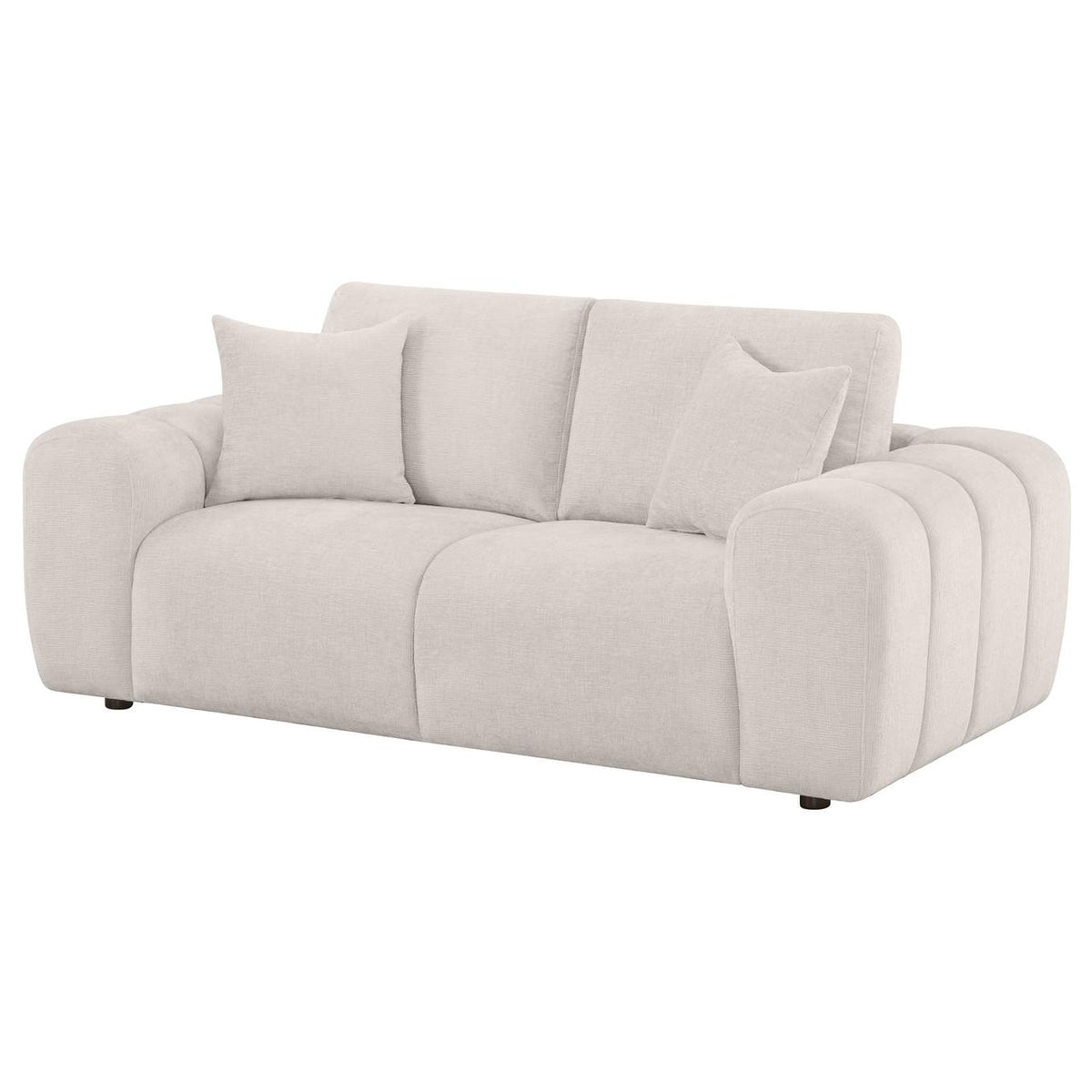 504956 Burnett Chenille Upholstered Wide Arm Loveseat Ivory