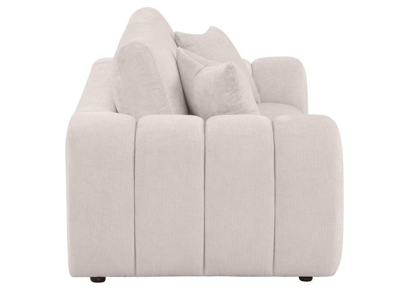 504956 Burnett Chenille Upholstered Wide Arm Loveseat Ivory
