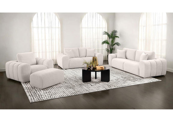 504956 Burnett Chenille Upholstered Wide Arm Loveseat Ivory