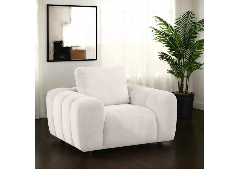 504957 Burnett Chenille Upholstered Accent Chair Ivory