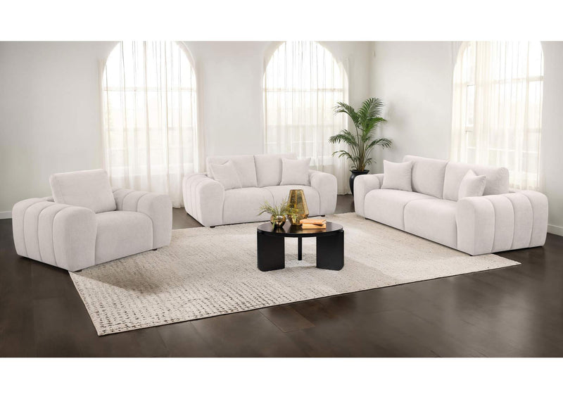 504957 Burnett Chenille Upholstered Accent Chair Ivory