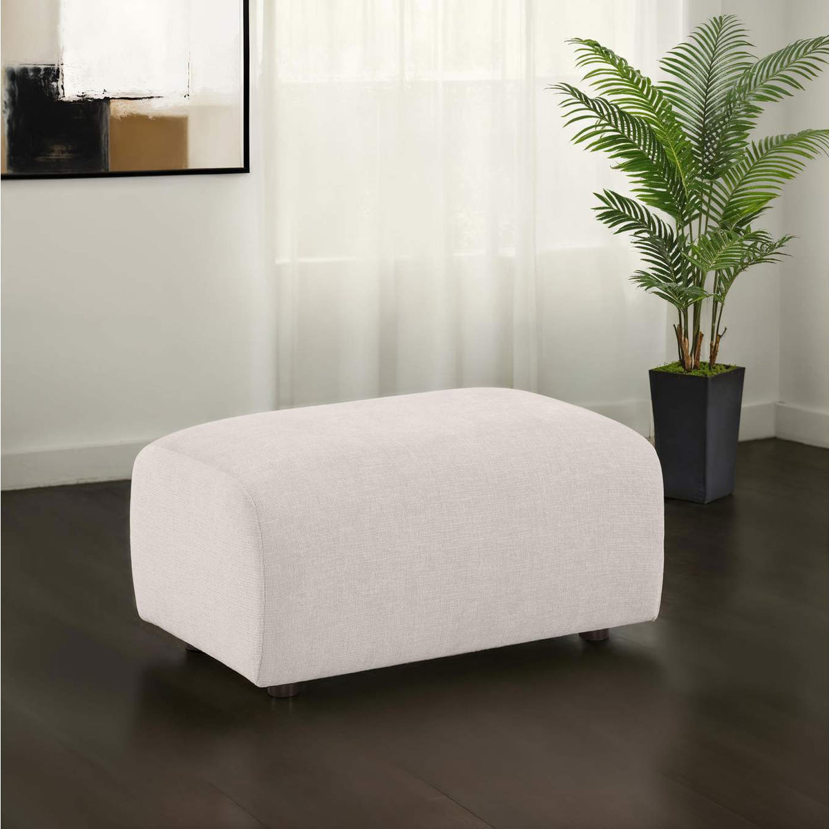504958 Burnett Chenille Upholstered Ottoman Ivory