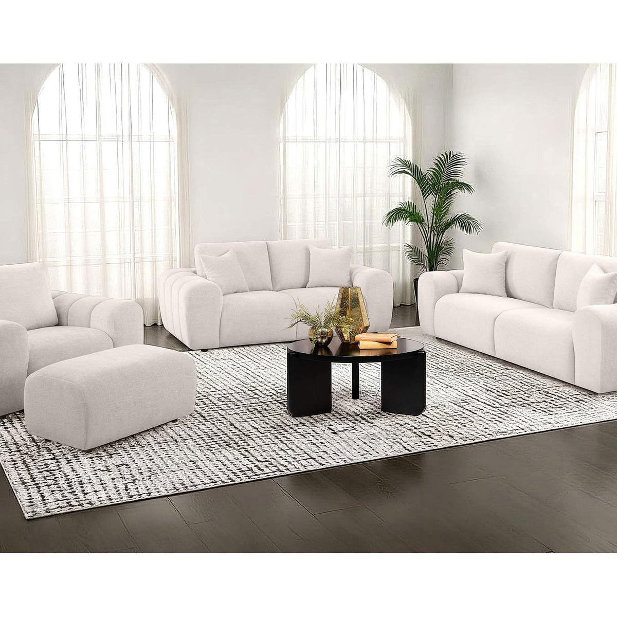504958 Burnett Chenille Upholstered Ottoman Ivory