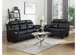 Finley 2-piece Upholstered Padded Arm Tufted Sofa Set Black