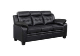 506551-S2 Finley 2-piece Upholstered Padded Arm Tufted Sofa Set Black