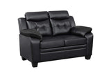 506551-S2 Finley 2-piece Upholstered Padded Arm Tufted Sofa Set Black