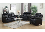 Finley 3-piece Upholstered Padded Arm Tufted Sofa Set Black