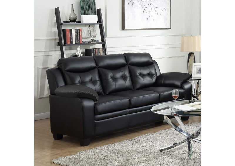 506551 Finley Upholstered Padded Arm Tufted Sofa Black