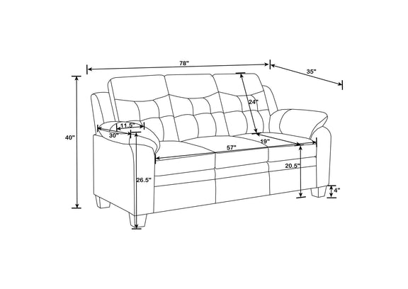 506551 Finley Upholstered Padded Arm Tufted Sofa Black