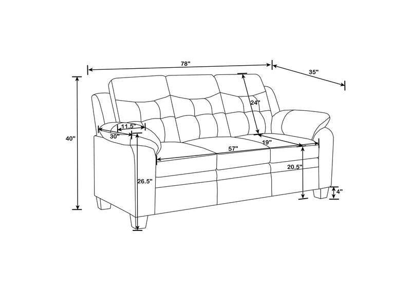 506551 Finley Upholstered Padded Arm Tufted Sofa Black
