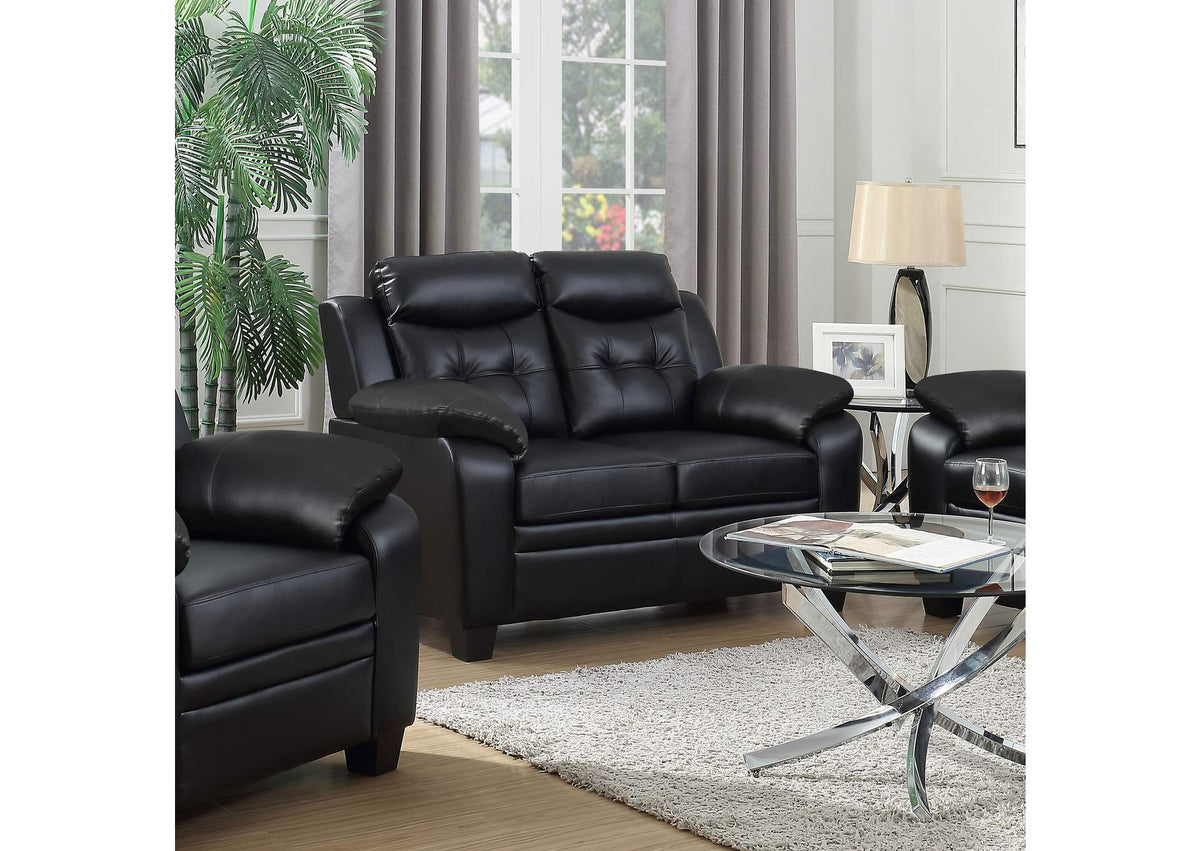 506552 Finley Upholstered Padded Arm Tufted Loveseat Black