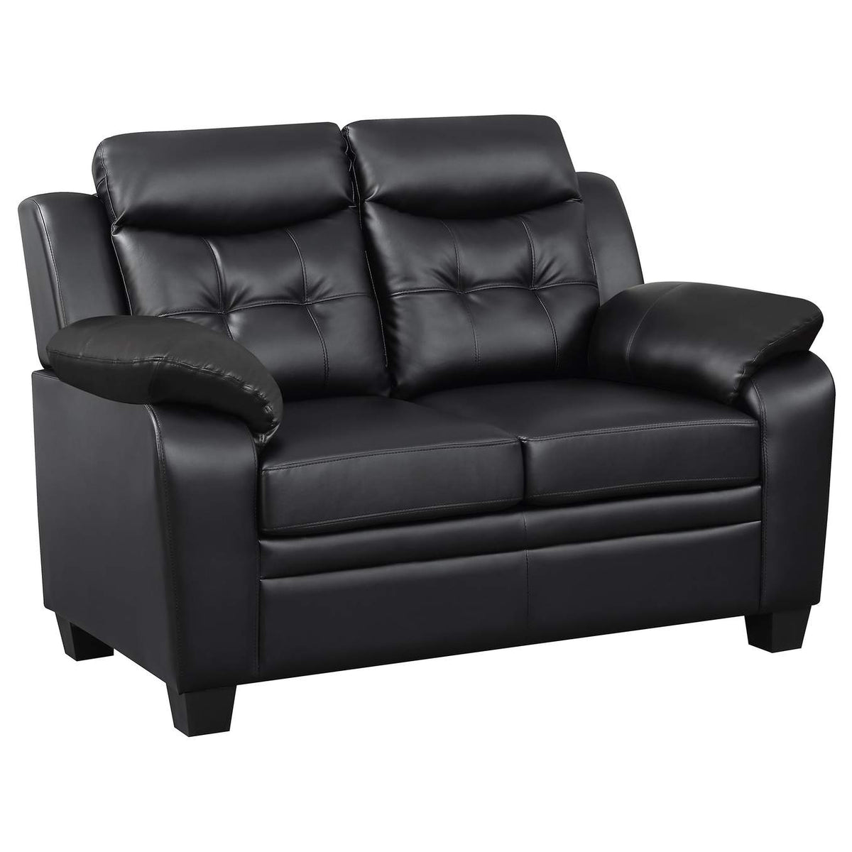 506552 Finley Upholstered Padded Arm Tufted Loveseat Black