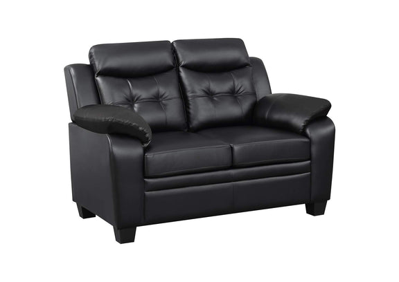 506552 Finley Upholstered Padded Arm Tufted Loveseat Black