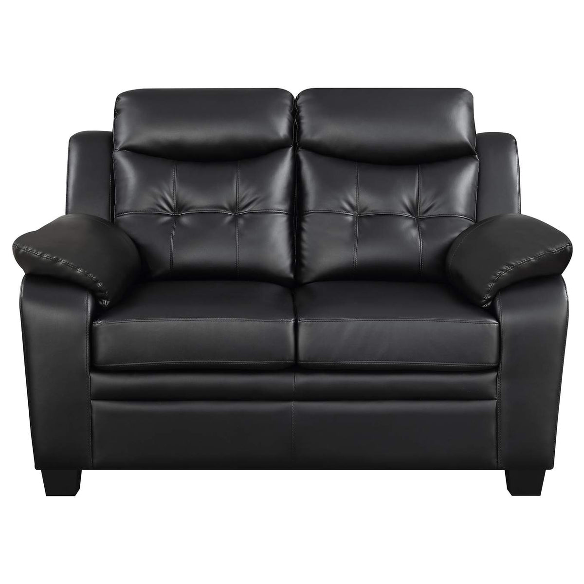 506552 Finley Upholstered Padded Arm Tufted Loveseat Black