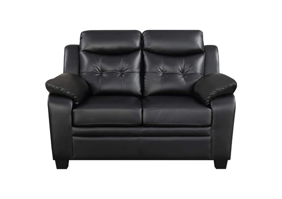 506552 Finley Upholstered Padded Arm Tufted Loveseat Black