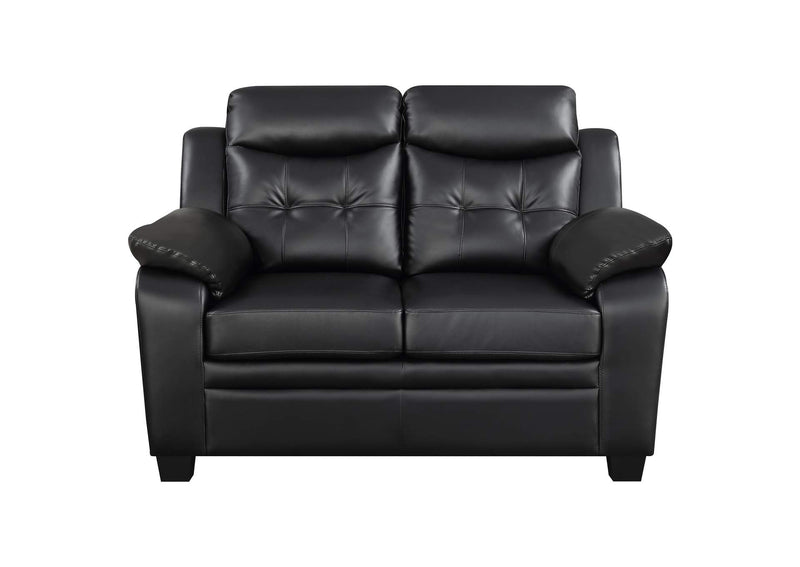 506552 Finley Upholstered Padded Arm Tufted Loveseat Black