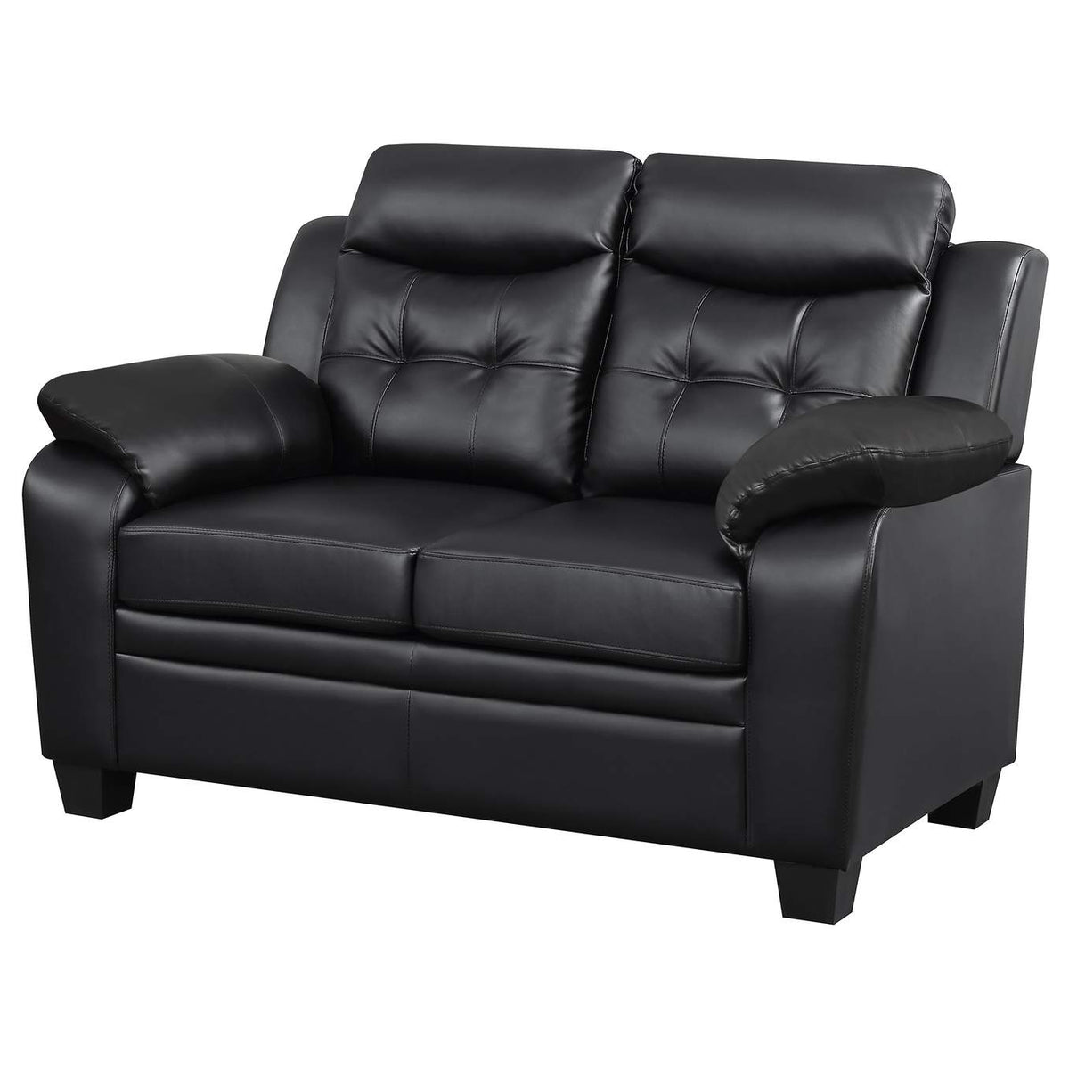506552 Finley Upholstered Padded Arm Tufted Loveseat Black
