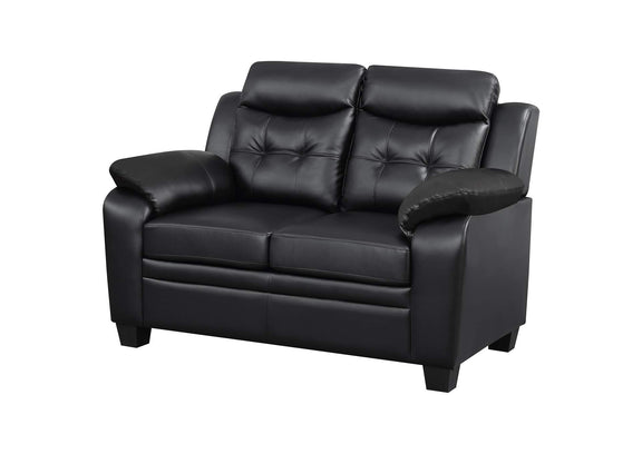 506552 Finley Upholstered Padded Arm Tufted Loveseat Black