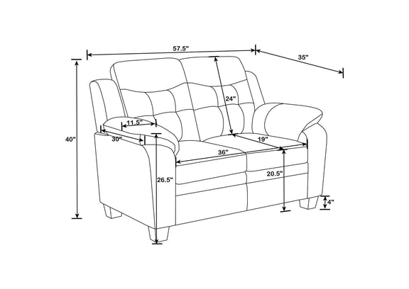 506552 Finley Upholstered Padded Arm Tufted Loveseat Black