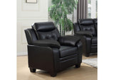 506553 Finley Upholstered Padded Arm Tufted Accent Chair Black