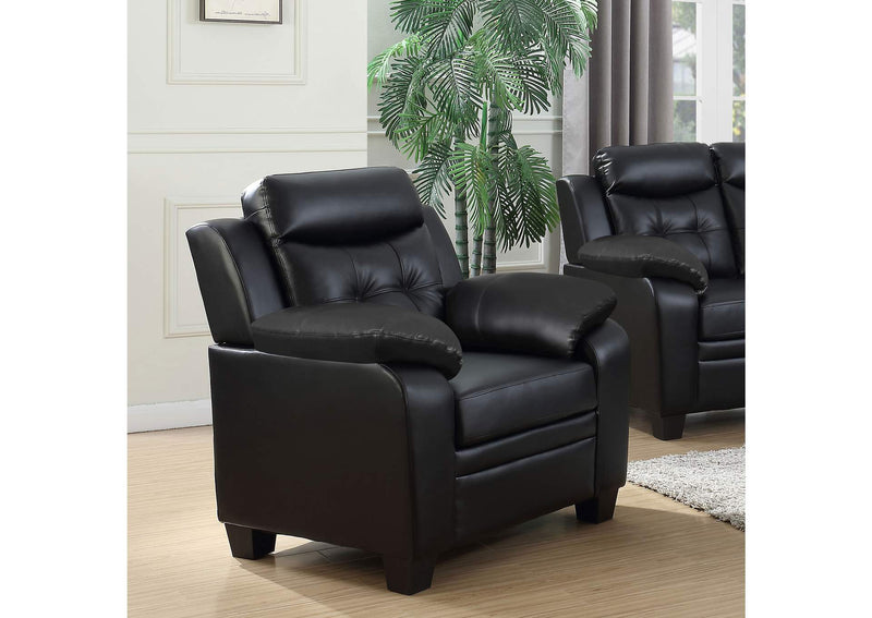 506553 Finley Upholstered Padded Arm Tufted Accent Chair Black