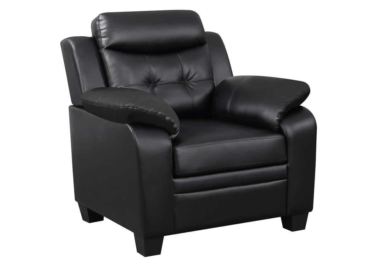 506553 Finley Upholstered Padded Arm Tufted Accent Chair Black