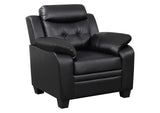 506553 Finley Upholstered Padded Arm Tufted Accent Chair Black