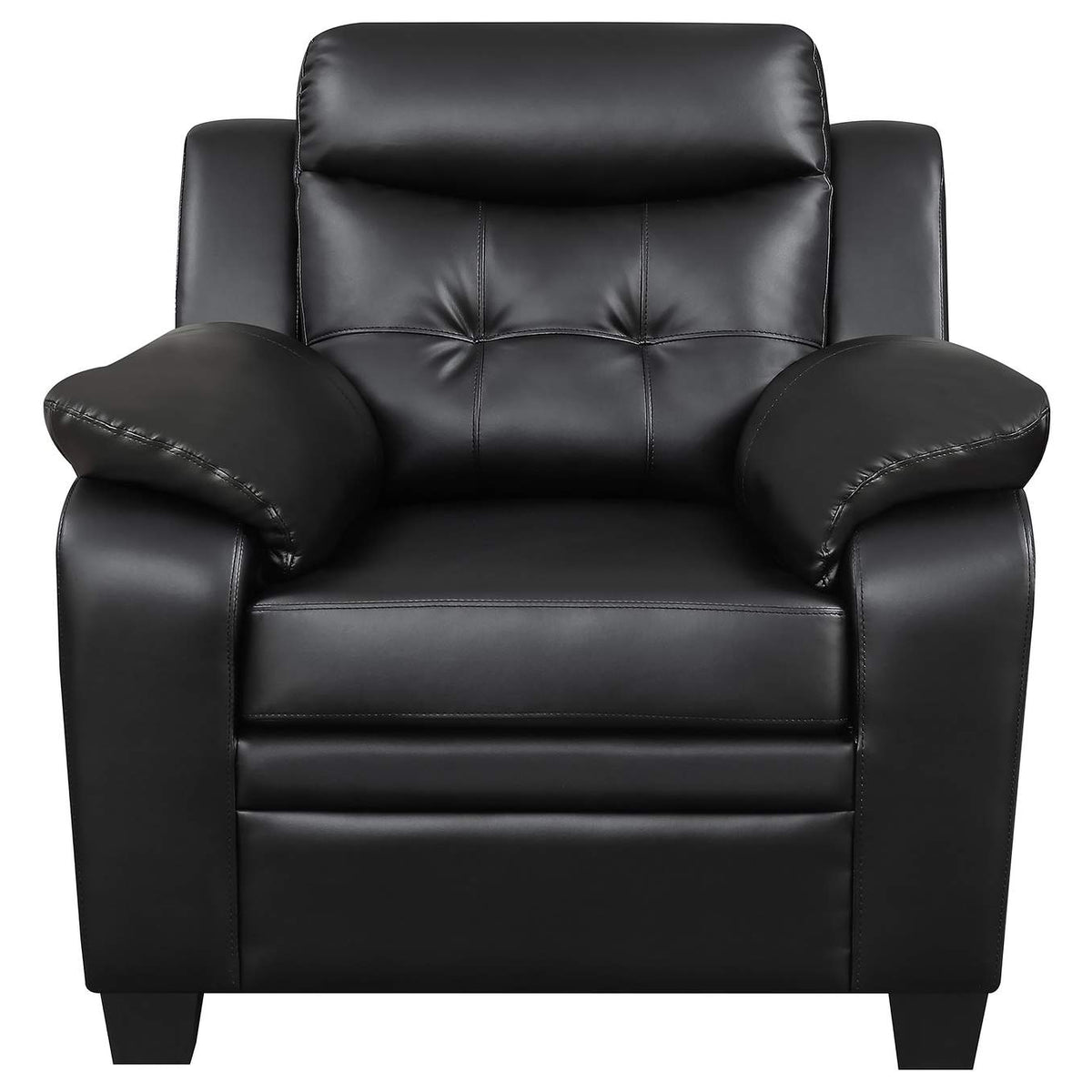 506553 Finley Upholstered Padded Arm Tufted Accent Chair Black