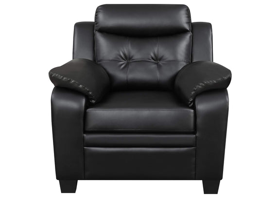 506553 Finley Upholstered Padded Arm Tufted Accent Chair Black
