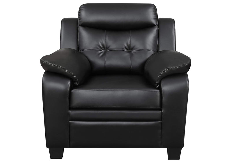 506553 Finley Upholstered Padded Arm Tufted Accent Chair Black
