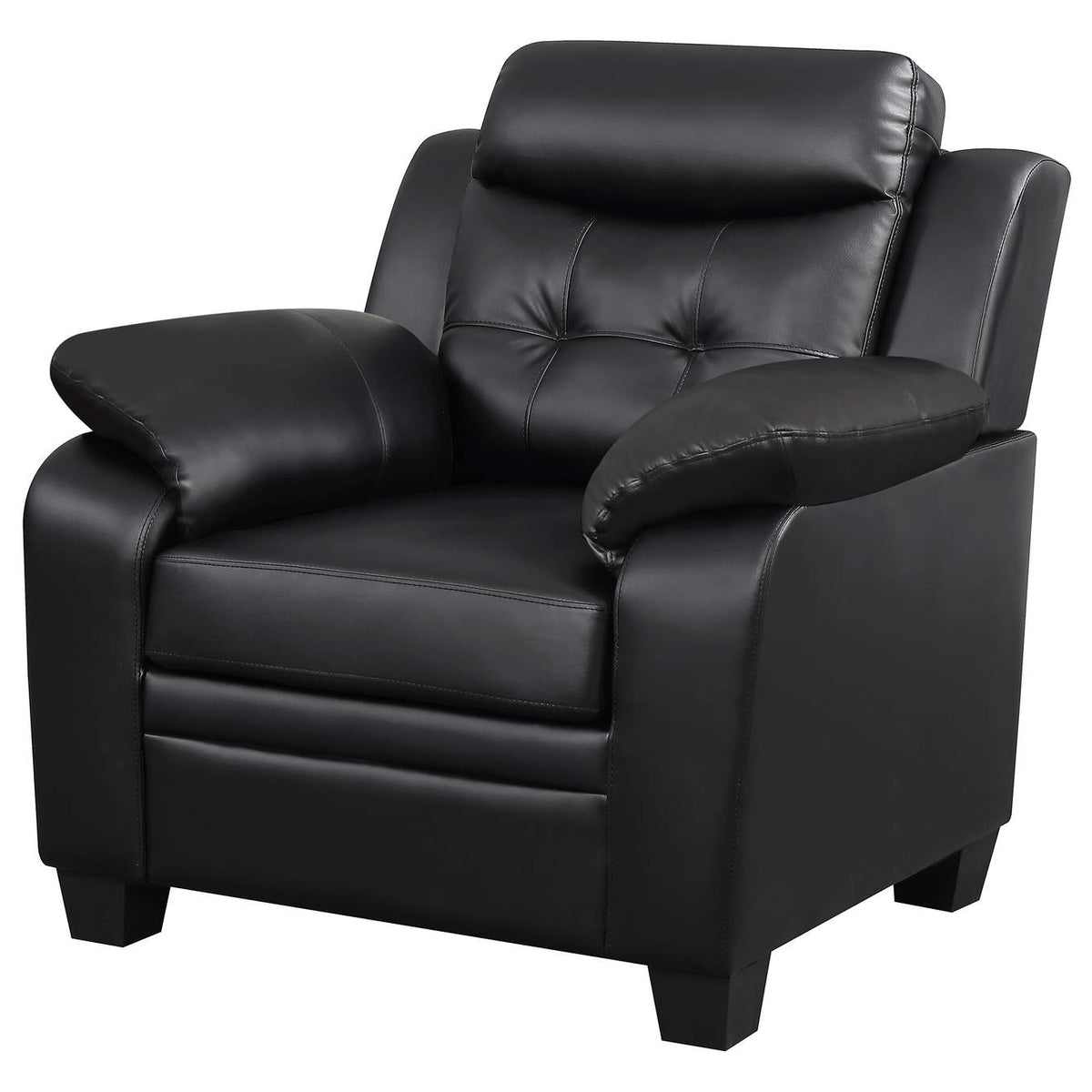 506553 Finley Upholstered Padded Arm Tufted Accent Chair Black