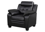 506553 Finley Upholstered Padded Arm Tufted Accent Chair Black