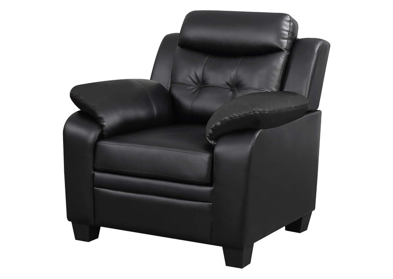 506553 Finley Upholstered Padded Arm Tufted Accent Chair Black
