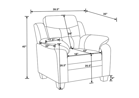 506553 Finley Upholstered Padded Arm Tufted Accent Chair Black