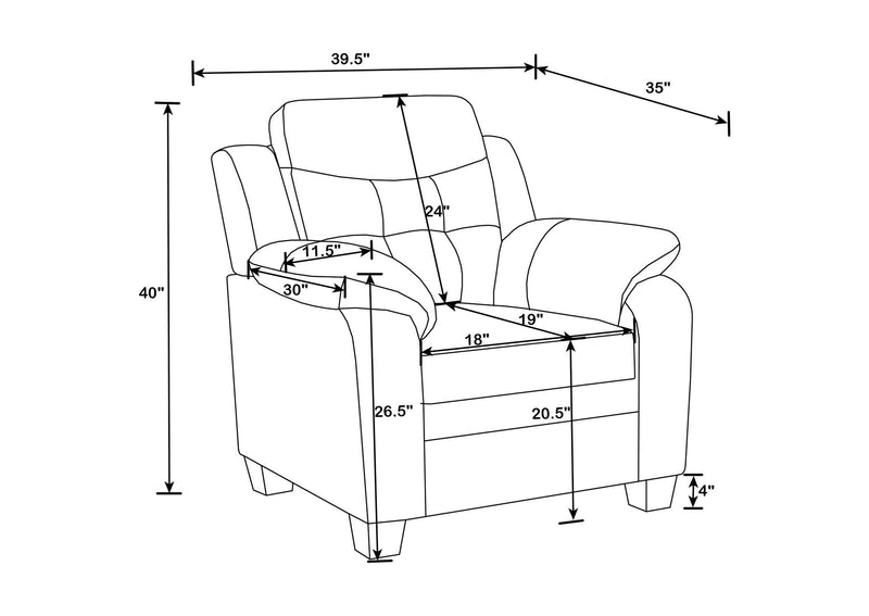 506553 Finley Upholstered Padded Arm Tufted Accent Chair Black