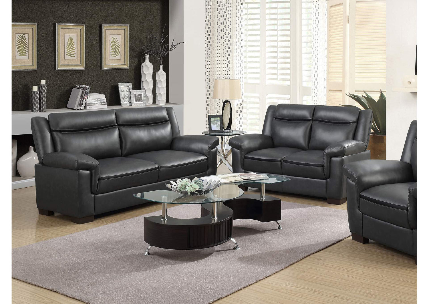 Arabella 2-piece Upholstered Padded Arm Sofa Set Grey