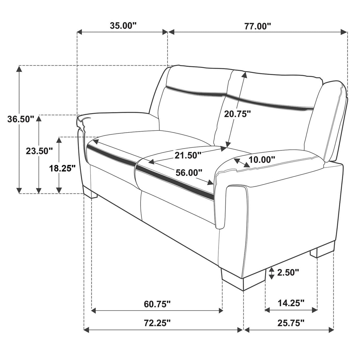 506591 Arabella Upholstered Padded Arm Sofa Grey