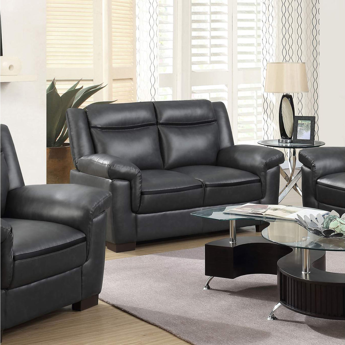 506592 Arabella Upholstered Padded Arm Loveseat Grey