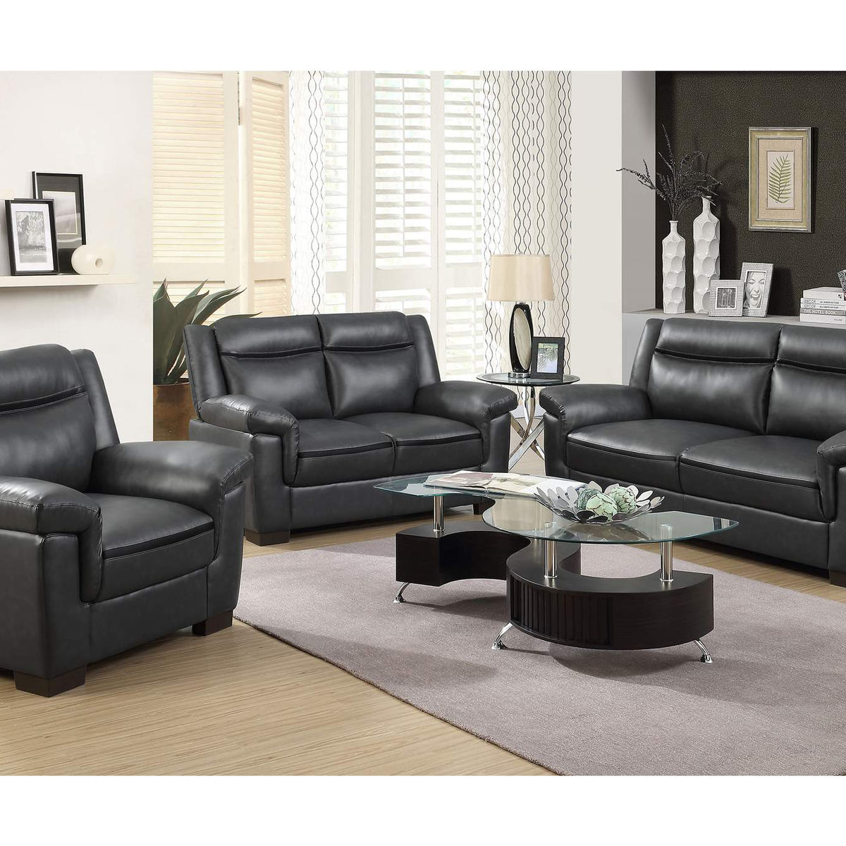 506592 Arabella Upholstered Padded Arm Loveseat Grey